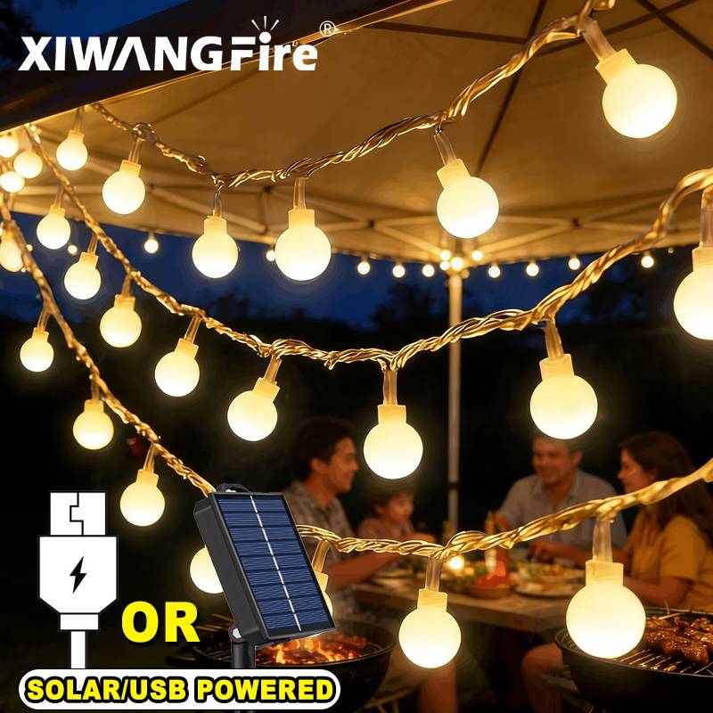 Lighting Decor Ideas - Lampu String Tenaga Surya/USB/Baterai 3-10M, Bola