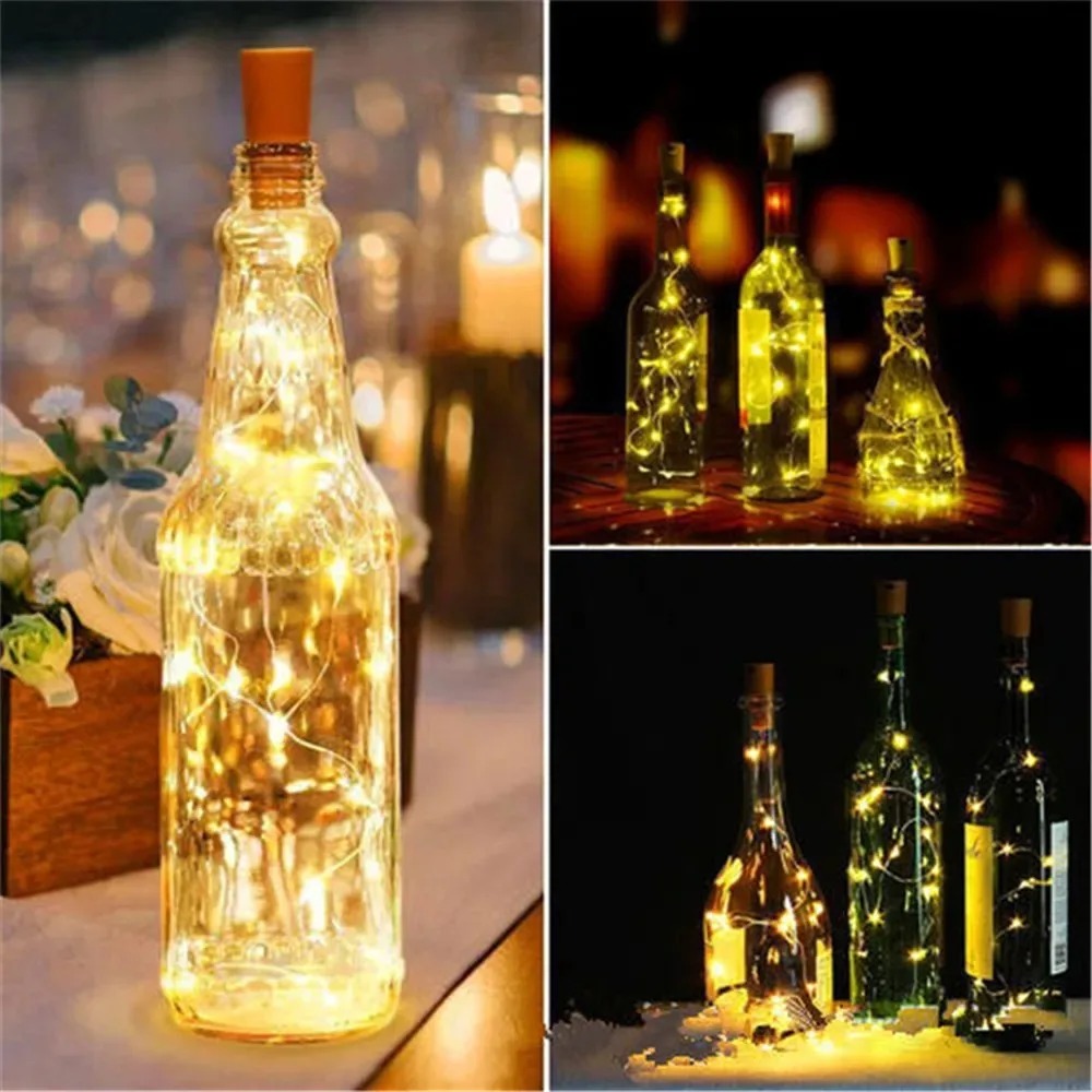 Decor Lighting Cork - 10 Buah Lampu LED Botol Anggur