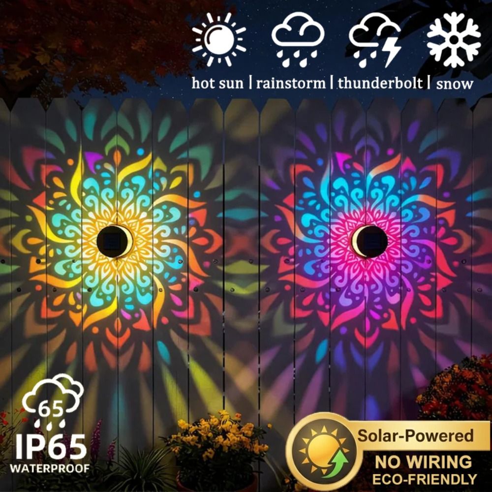 Lighting Metal Wall Decor - Lampu Dinding Tenaga Surya Mandala Bunga