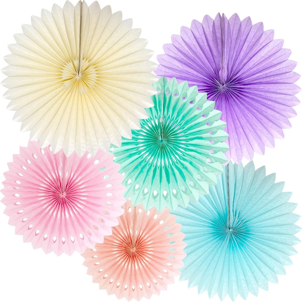Decor Lighting Fans - Kipas Kertas Pelangi Pastel Dekorasi Pesta