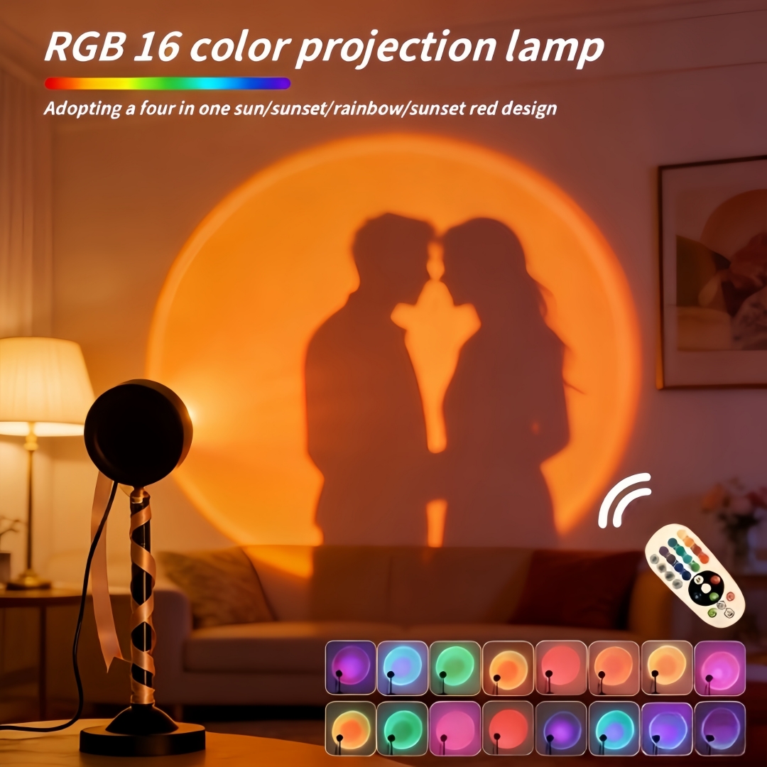 Sunset Lamp Projection - Lampu Proyeksi Matahari Terbenam 16 Warna,