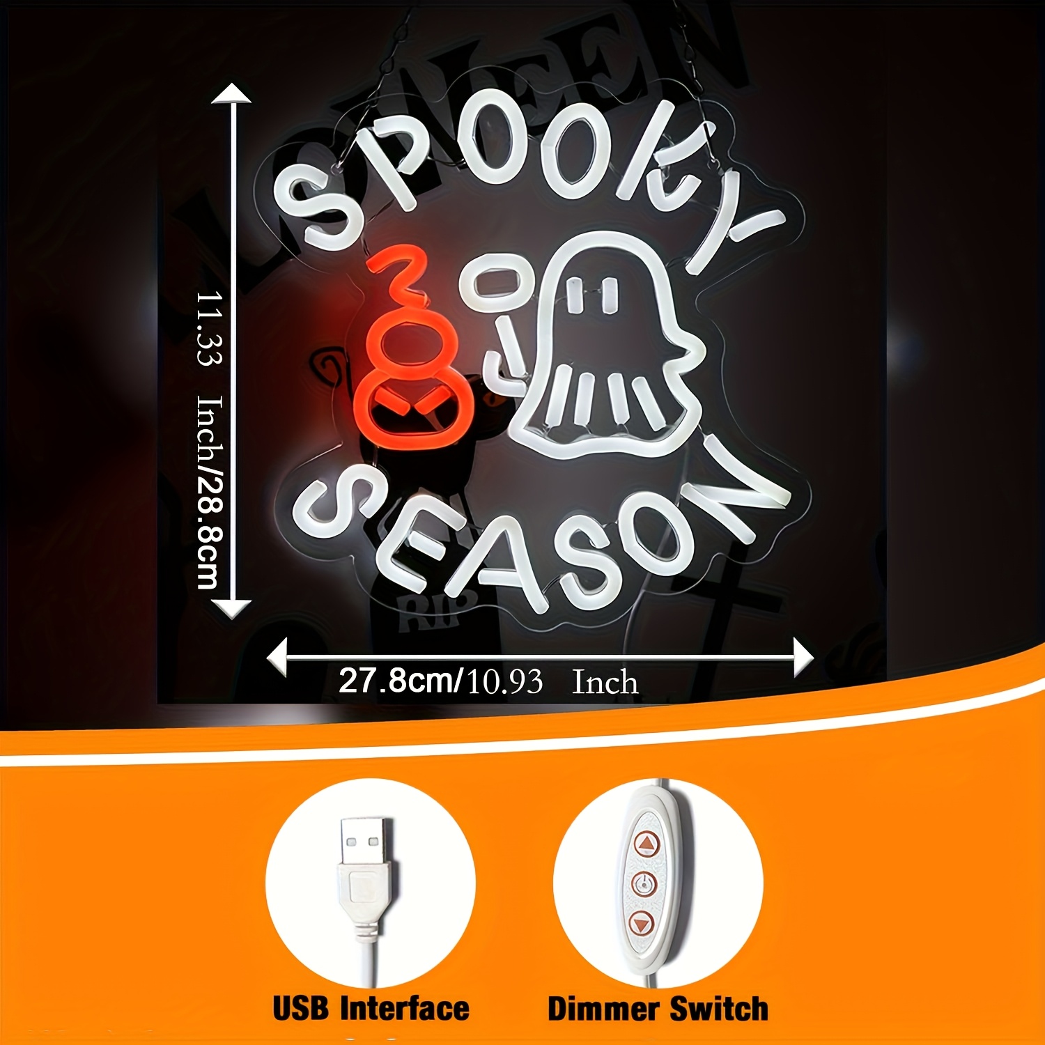 Lampu Neon Musim Seram USB LED - Lighting Room Decor Photo ulasan dan harga