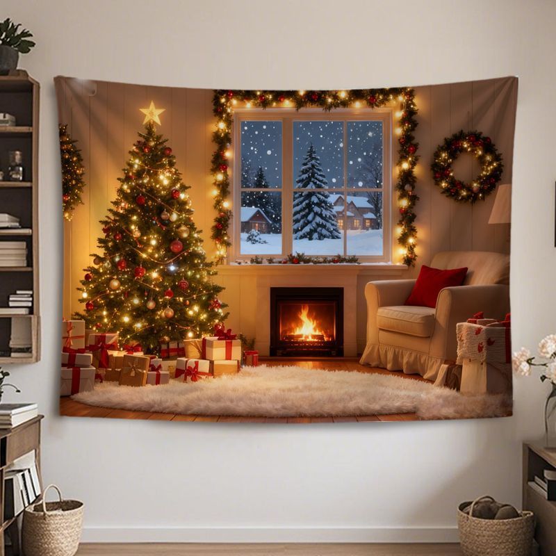 VIKAMA Tapestry Dinding Natal  - Home Decor Lighting Tree ulasan dan harga