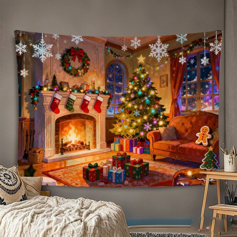 VIKAMA Tapestry Dinding Natal  - Home Decor Lighting Tree ulasan dan harga